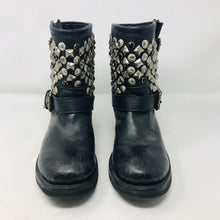 Load image into Gallery viewer, ASH 38 Black Leather Studs Moto Biker Boots 2400-502-12220
