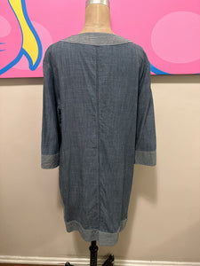 Trina Turk Size L Blue Denim Shift Dress