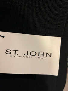 St. John Size 0 Black Santana Knit Beaded Long Sleeve Gown Dress