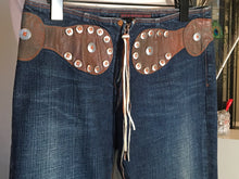 Load image into Gallery viewer, Adriano Goldschmed Size 27 Bluen Leather Waist Jeans 2400-283-52120
