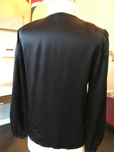 Brand Valentino Size S Black & Ivory Silk Satin Blouse - 2217-35-72319