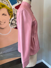 Load image into Gallery viewer, St. John Pink Leather Size P Leather Bomber Jacket
