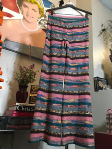 Missoni Size 42 Pink & Green Waffle Striped Knit Striped Pants 2400-386-11820