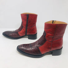 Load image into Gallery viewer, Gianni Barbato 37.5 Red Leather Crock Ankle Boots 2400-539-12820
