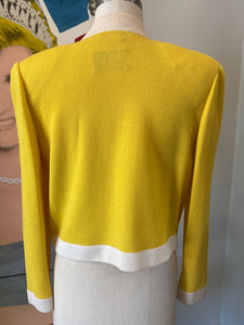 St. John Yellow Santana Knit Boxy Pinapple Button Jacket