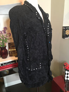 Issey Miyake Black Jacket Vest Combo Studs Crushed Velvet 2 Pc 2400-234-12119