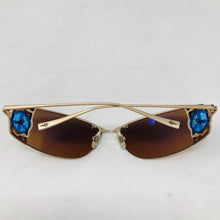 Load image into Gallery viewer, Loree Rodkin Metal Brown Gold Peace Sign Cher Sunglasses 2400-635-3820
