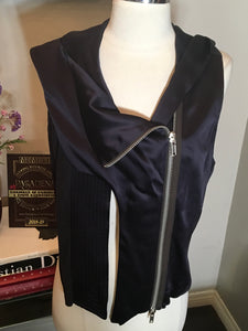 Haider Ackermann Size 38 Black Purple Satin Vest NWT 2400-140-12119