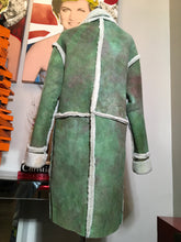 Load image into Gallery viewer, The People of the Labyrinths Green Shearling 3/4 White Trim Coat 2400-32-122419
