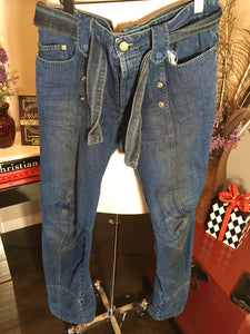 Jimmy Taverniti Size 44 Blue Cotton Belted Snap Jeans 2400-303-52020