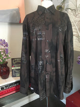 Load image into Gallery viewer, Signum Size L Brown Cotton Script Long Sleeve Shirt 2400-69-5720
