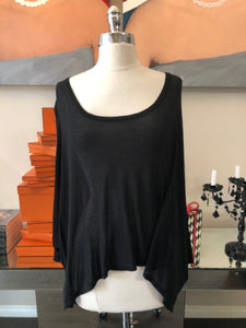 Enza Costa Viscose Blend Black Size S/M Tissue Hem Blouse 2400-887-6821