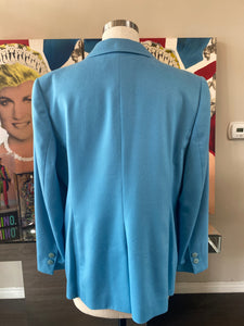 Louis Feraud Size 12 Blue Cashmere Blazer