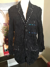 Load image into Gallery viewer, Issey Miyake Black Jacket Vest Combo Studs Crushed Velvet 2 Pc 2400-234-12119
