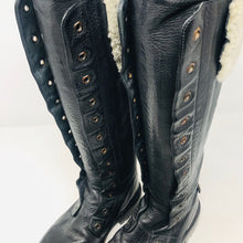 Load image into Gallery viewer, St. Moritz 37 Black Leather Aviator Fur Trim Boots NWOB 2400-555-3420
