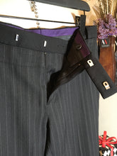 Load image into Gallery viewer, Barbara Bui Size 40 Black Wool Wid Leg Pinstripe Pants 2400-456-11020
