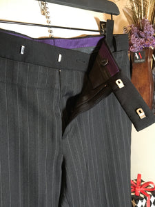 Barbara Bui Size 40 Black Wool Wid Leg Pinstripe Pants 2400-456-11020