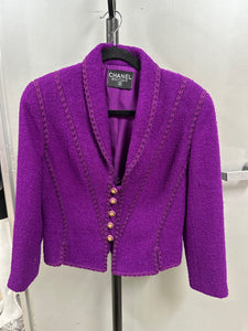 Chanel Size M Purple Wool Boucle Blazer