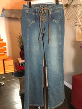 Load image into Gallery viewer, Lenfontaine Size 4 Blue DenierBell Boton Lace Up Jeans 2400-280-52120
