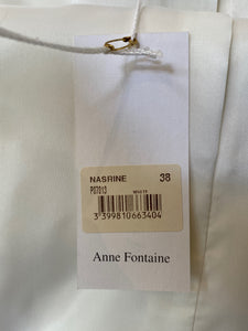 Anne Fontaine Size 38 White Stretch Cotton Ruffle Neck Jacket NWT