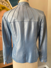 Load image into Gallery viewer, St. John Sport Blue Metallic Leather Bomber Jacket
