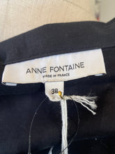 Load image into Gallery viewer, Anne Fontaine Size 38 Black Stretch Cotton Ruffle Front Blouse NWT
