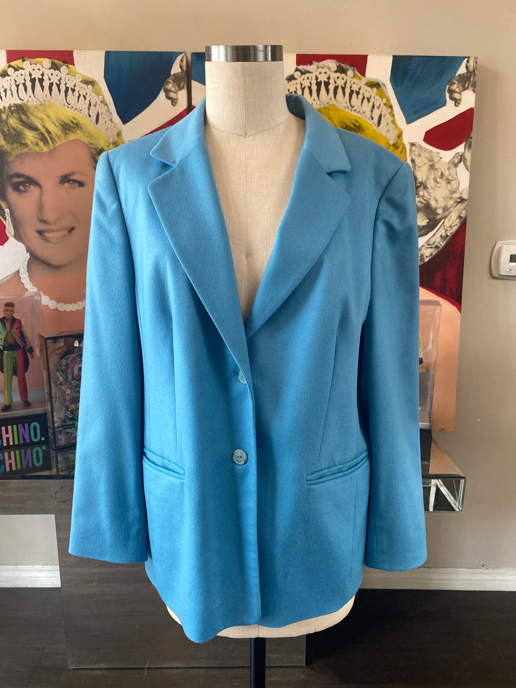 Louis Feraud Size 12 Blue Cashmere Blazer