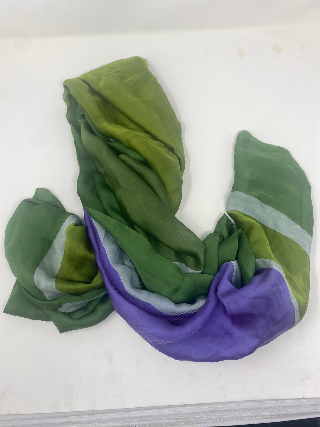 Giorgio Armani Green Purple Silk Dress Scarf