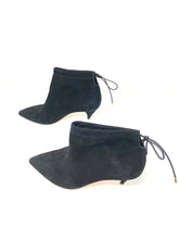 Load image into Gallery viewer, Kate Spade 8.5 Black Suede Leather Tie Back Ankle Boots 1-457-02621
