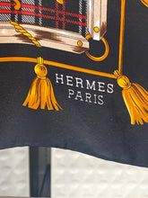 Load image into Gallery viewer, Hermes Black Gold Matador Silk Scarf
