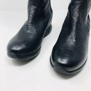 Andia Fora 37 Black Leather Over The Knee Wedge Boots 2400-543-12220