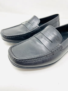 Geox 6 Black Leather Driving Shoes Loafers 1-440-8721