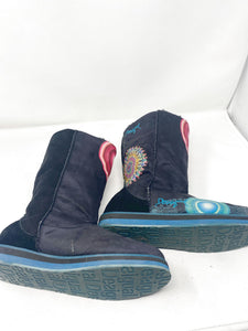 Desigual 40 Black Faux Fur Sueds Boots 2870-140-11121