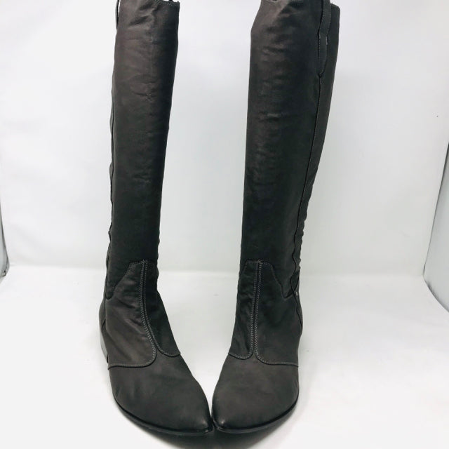 Gianni Barbato 38 Brown Leather Knee High Pointed Toe Boots 2400-545-102220