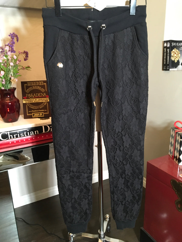 Philipp Plein Size S Black Cotton Lace Sweatpants 2400-400-12519