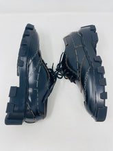 Load image into Gallery viewer, Balenciaga 37 1/2 Black Leather Silver Staple Derby Shoes
