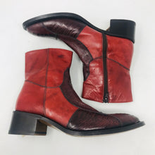 Load image into Gallery viewer, Gianni Barbato 37.5 Red Leather Crock Ankle Boots 2400-539-12820
