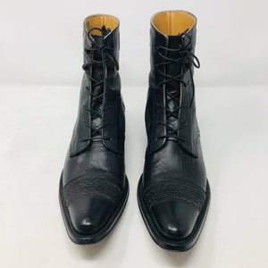 Gianni Barbato 37 Black Leather Ankle Lace Up Boots 2400-516-12820