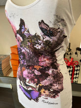 Load image into Gallery viewer, Religion Sz M White Rayon Purple Skull Flower T-shirt 2400-881-3922
