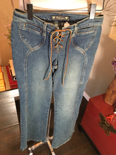 Load image into Gallery viewer, Lenfontaine Size 4 Blue DenierBell Boton Lace Up Jeans 2400-280-52120
