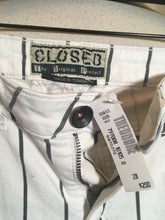 Load image into Gallery viewer, Closed Size 28 White &amp; Black Cotton Striped Pants NWT 2400-404-22920
