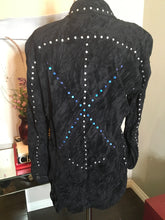 Load image into Gallery viewer, Issey Miyake Black Jacket Vest Combo Studs Crushed Velvet 2 Pc 2400-234-12119
