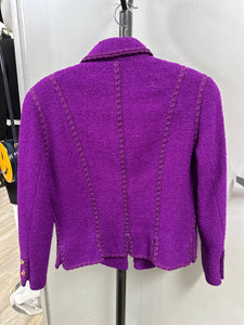 Chanel Size M Purple Wool Boucle Blazer