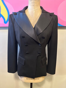 Balmain Size 40 Black Wool GabardineTuxedo Smoking Jacket