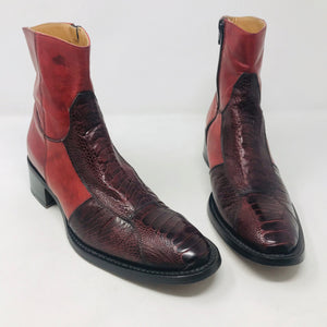 Gianni Barbato 37.5 Red Leather Crock Ankle Boots 2400-539-12820