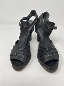 Henry Begieluin Black Leather Leather Sandals 2860-1-7621