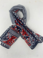 Load image into Gallery viewer, Christian Dior Red Navy White Paisley Cotton Dress Scarf
