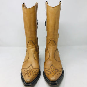 Gianni Barbato 37.5 Tan Leather Western Boots 2400-551-31220