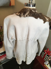 Load image into Gallery viewer, Maxfield Parrish Size XS White Brown Leather Fur Collar Coat 2400-245-21320
