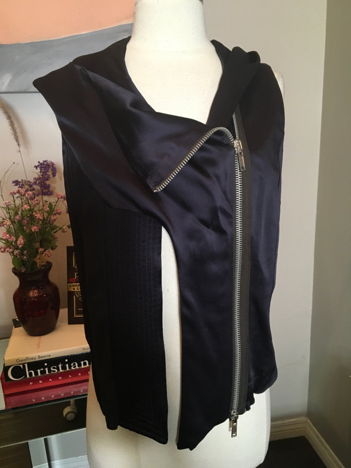 Haider Ackermann Size 38 Black Purple Satin Vest NWT 2400-140-12119